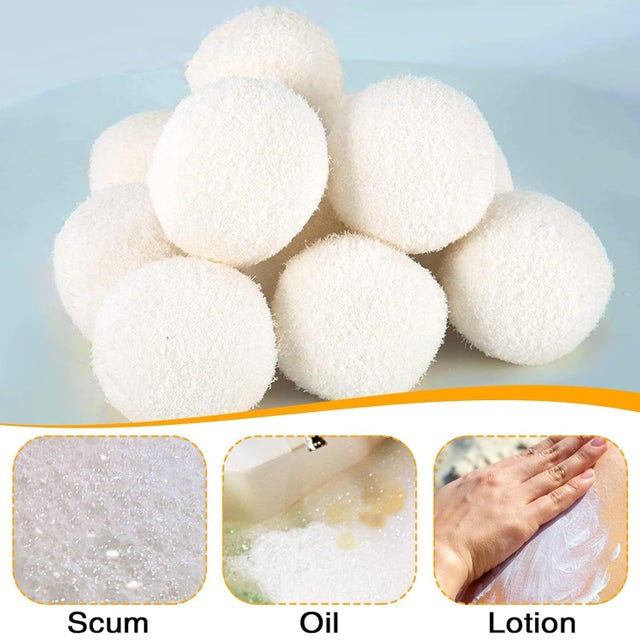 8 balles éponges piscine spa, absorbantes d’huile et anti-mousse, flottantes et réutilisables, idéales pour jacuzzi, bassin, nettoyage facile