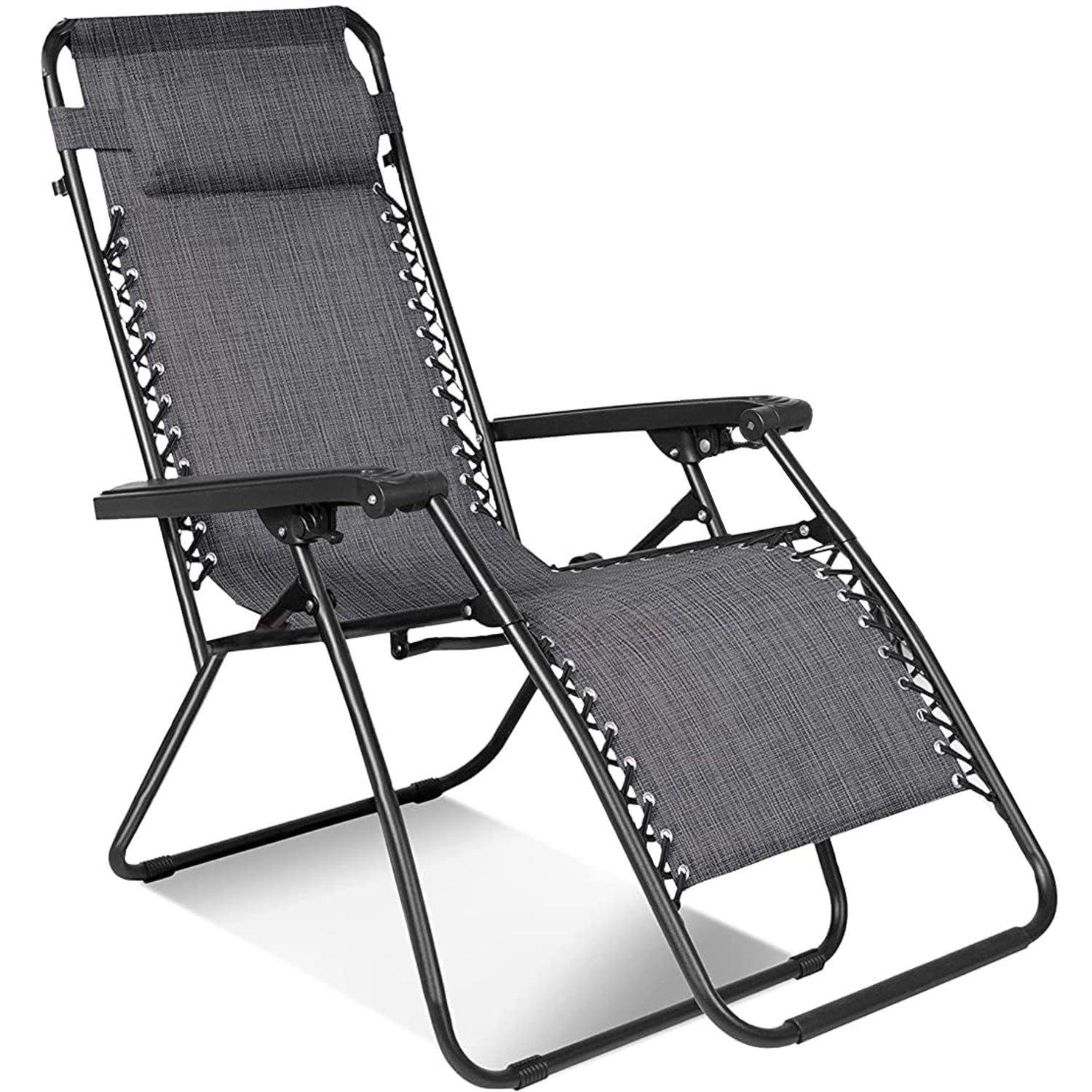 Set de 2 sillas Gravedad Cero reclinables Tumbonas sillas reclinable ajustable butacas plegable con almohada Gris Oscuro - 2