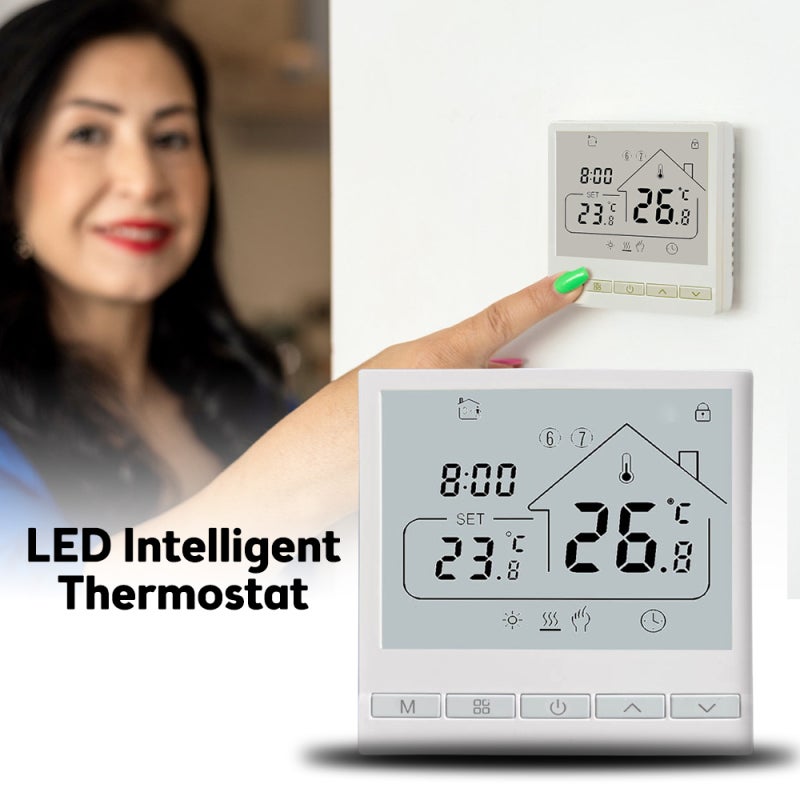 Thermostat intelligent programmable 5+2, Régulateur de température numérique à écran LCD, Installation DIY,compatible chauffage à eau 3A - 2