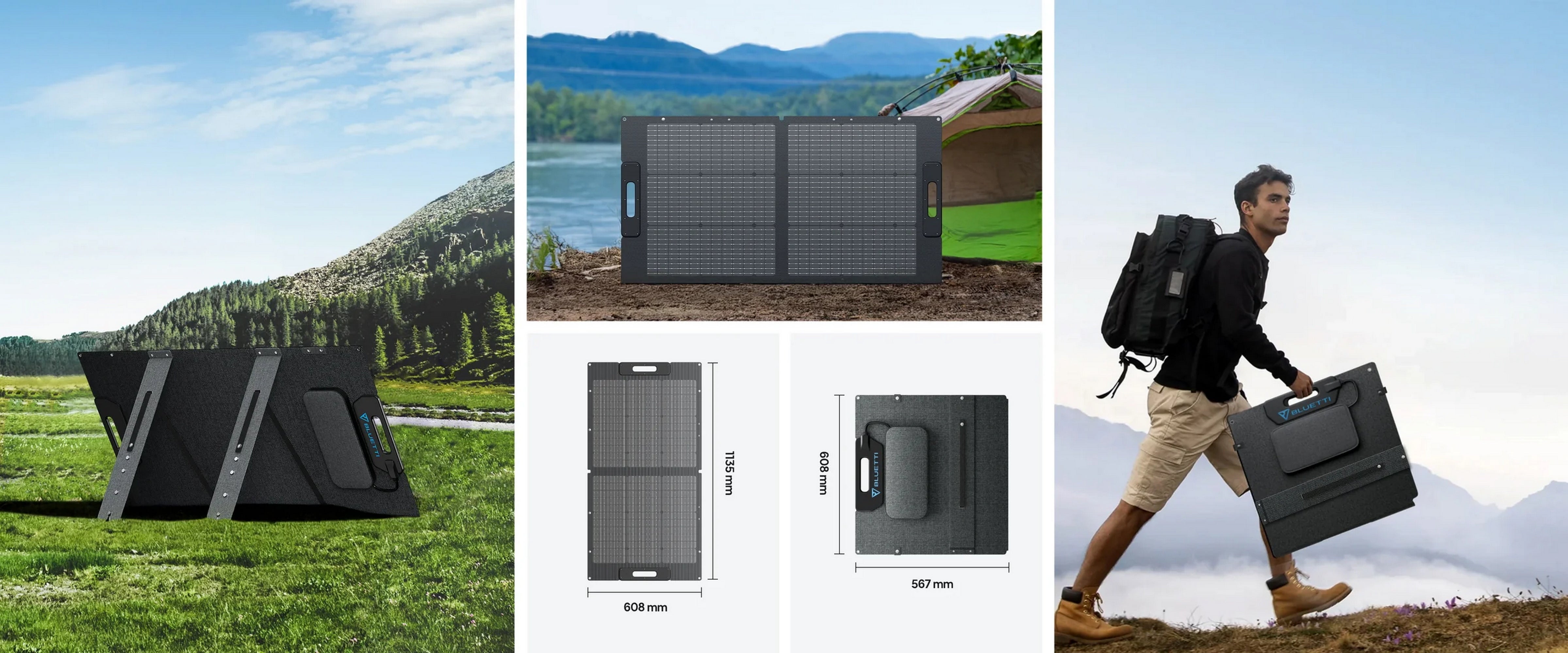 BLUETTI 100W Painel solar para estação de energia portátil AC2A EB3A AC50B AC70 AC180 AC200L AC300, carregador solar dobrável com pernas ajustáveis - 8