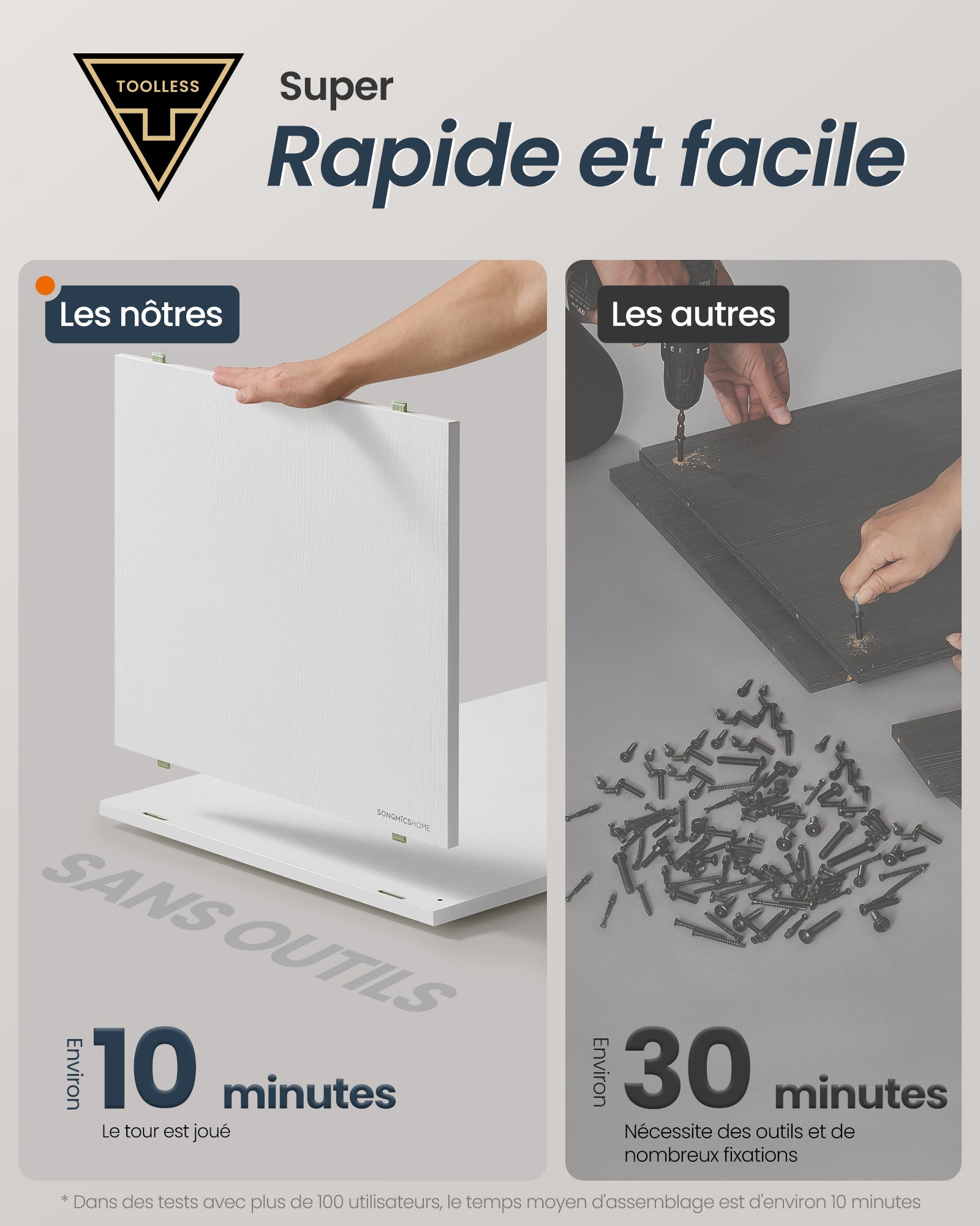 Assemblage Ultra-rapide sans Outils Toolless, Cache-litière, pour Grands Chats, Porte à Ouverture par Pression, Table, Blanc Neige - 3