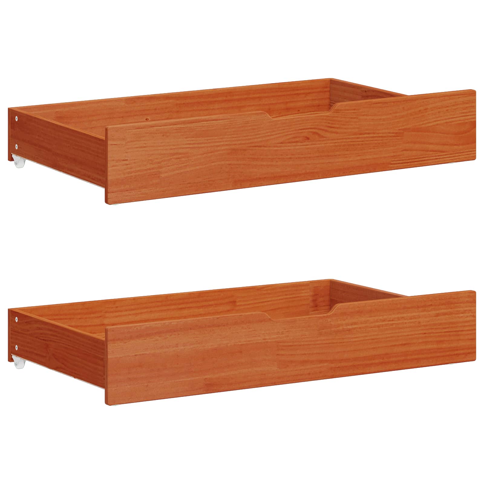Cadre de lit avec roues, 2 pièces, cire marron, en bois de pin massif, pour la chambre - 4