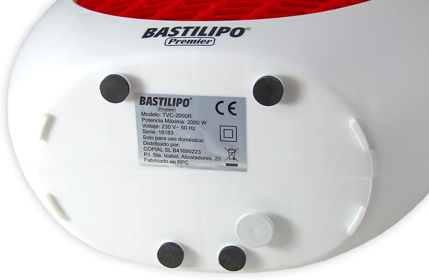 Bastilipo - TVC-2000R, Termoventilador vertical blanco/rojo, 1000/2000W, termostato - 5