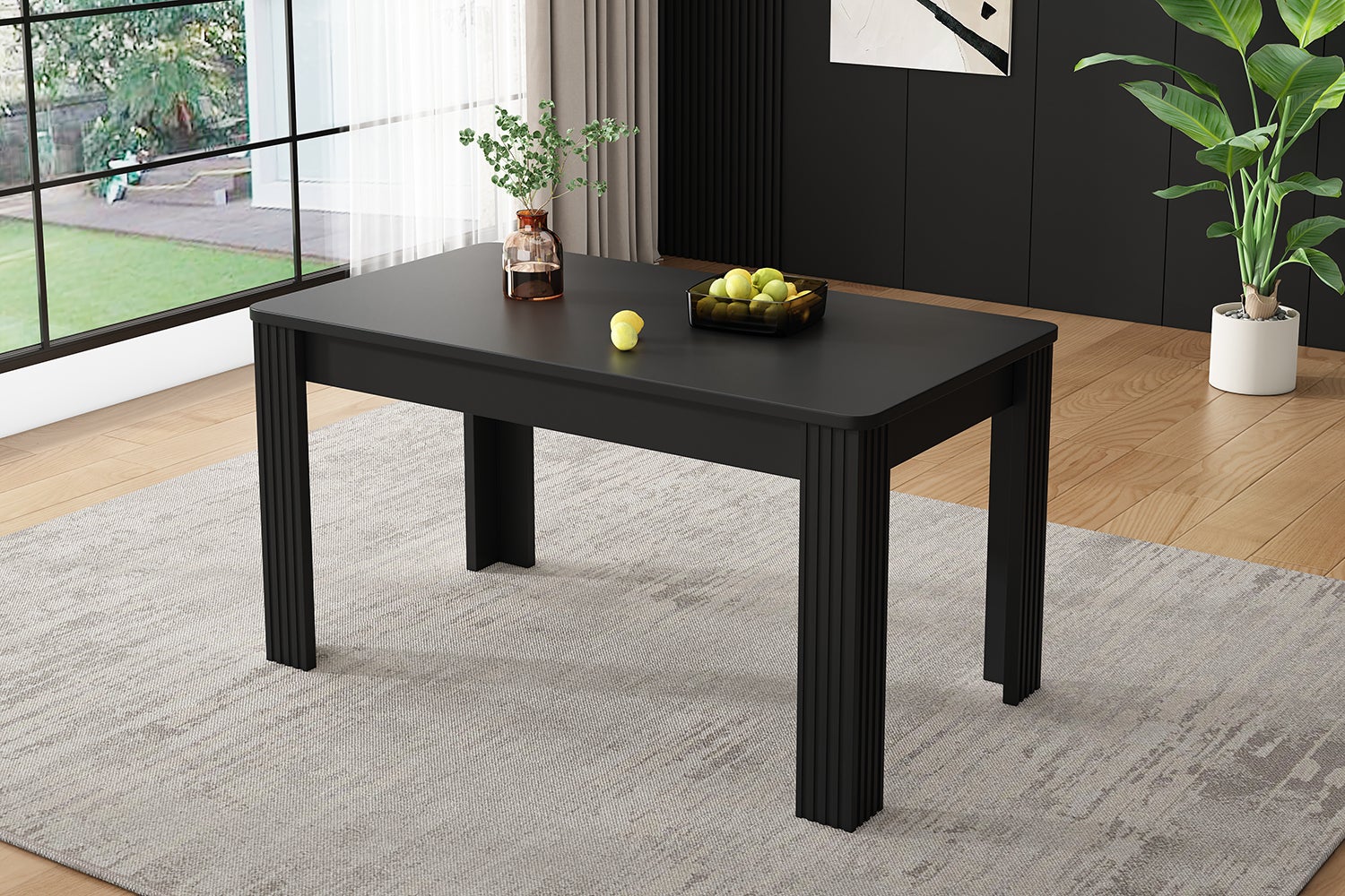 Stół jadalny prostokątny dla 4-6 osób - Płyta wiórowa - 116 x 65 x 75 cm - Czarny - 9