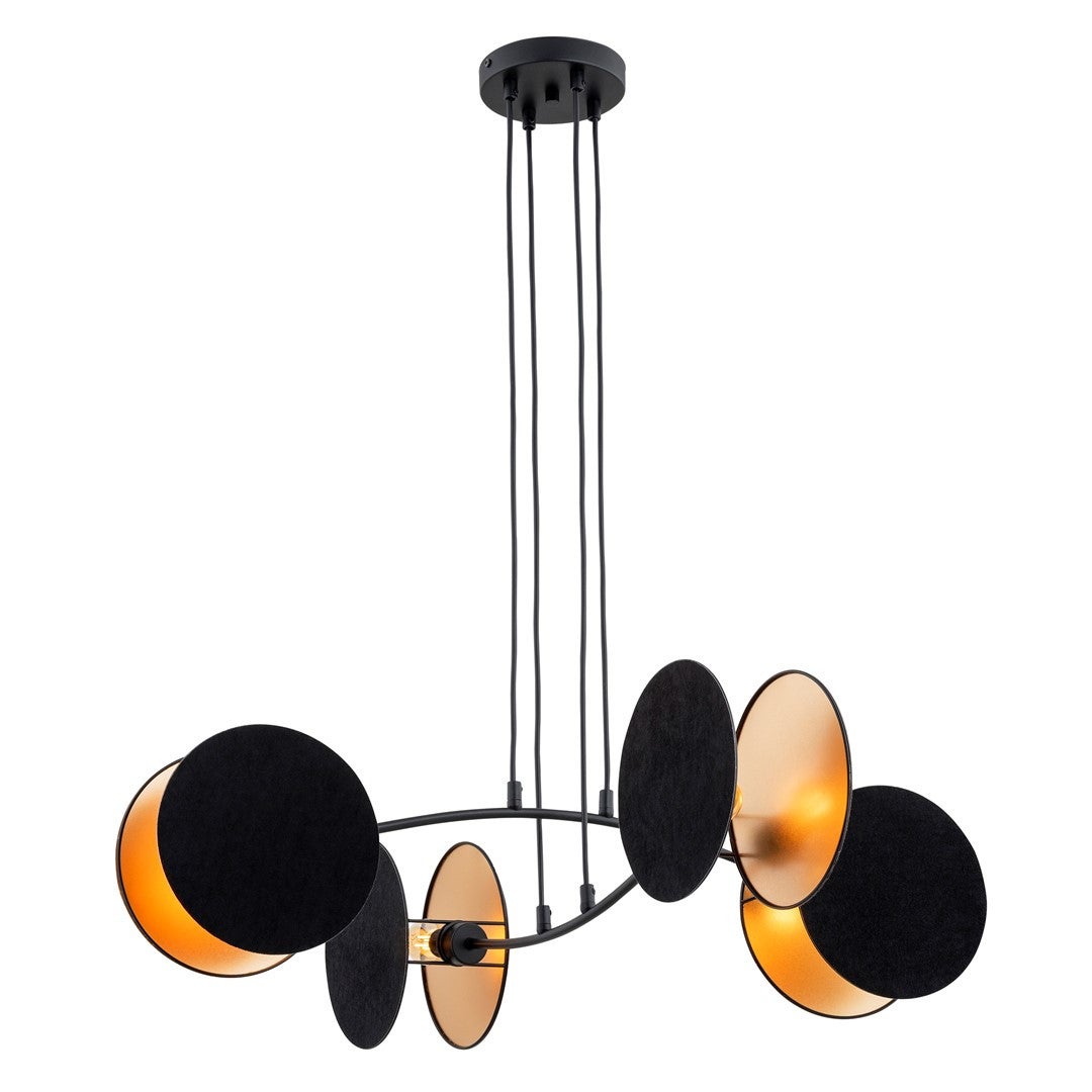 Lampa sufitowa Motif czarna ze złotem 4xE27x15W wym: 100 x 82 x 70 cm tkanina Emibig