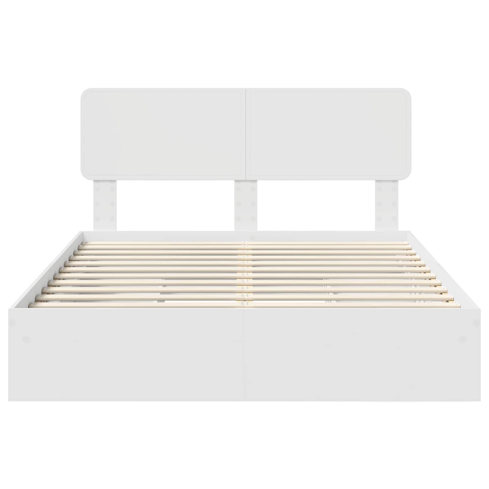 Lit de rangement réglable blanc 140 x 190 cm panneau de bois - 8