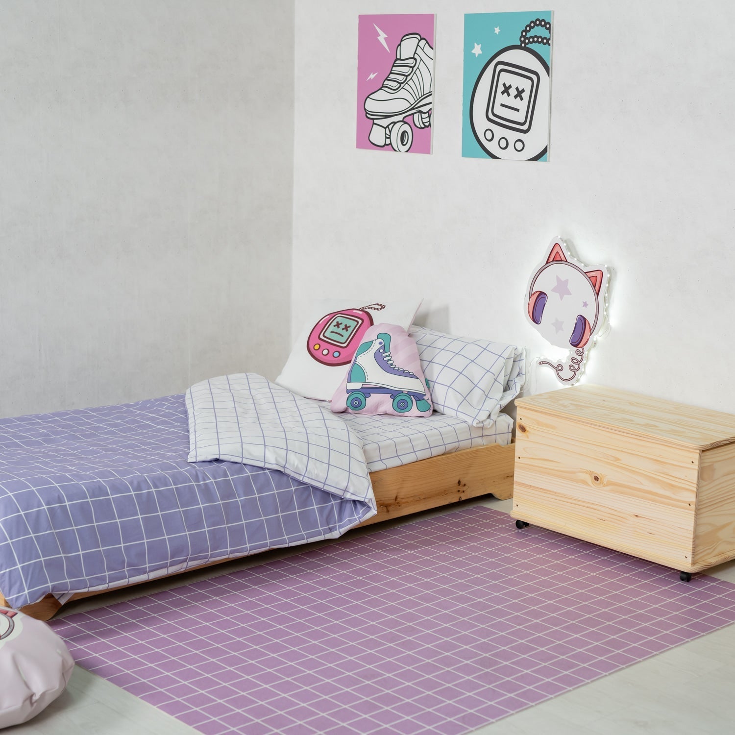 Alfombra vinílica PVC Infantil Cuadro Malva 140x200 cm Leroy