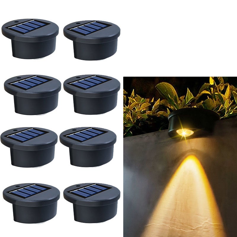 Zestaw 8 słonecznych lamp tarasowych, zewnętrzne słoneczne lampy stopniowe, wodoodporne słoneczne lampy ogrodzeniowe LED, ciepła biel