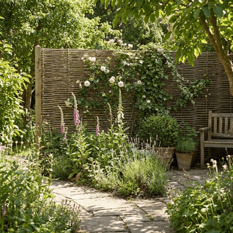 Clôture bois en noisetier - 100% Naturel - Sans Poteaux - Hauteur 120 X Largeur 180 cm - 4