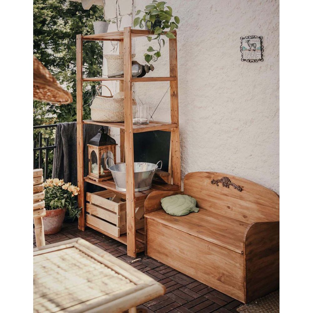 Combiné banc coffre déco en pin 90x62x38cm astigarraga - 8