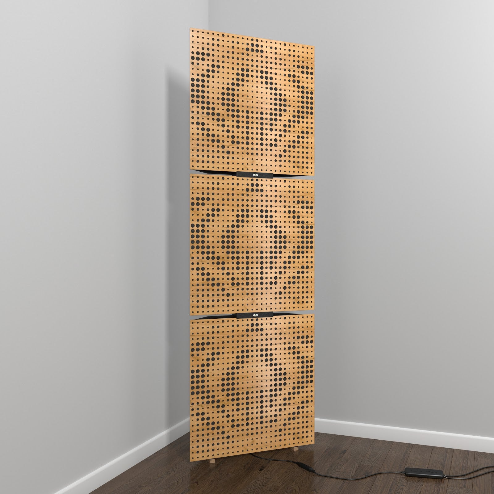 Lot de 3 Pièges à basses UNIVERSE avec support de sol et rétroéclairage LED 150x50x15 cm -MDF perforé laminé et mousse acoustique -Chêne - 2