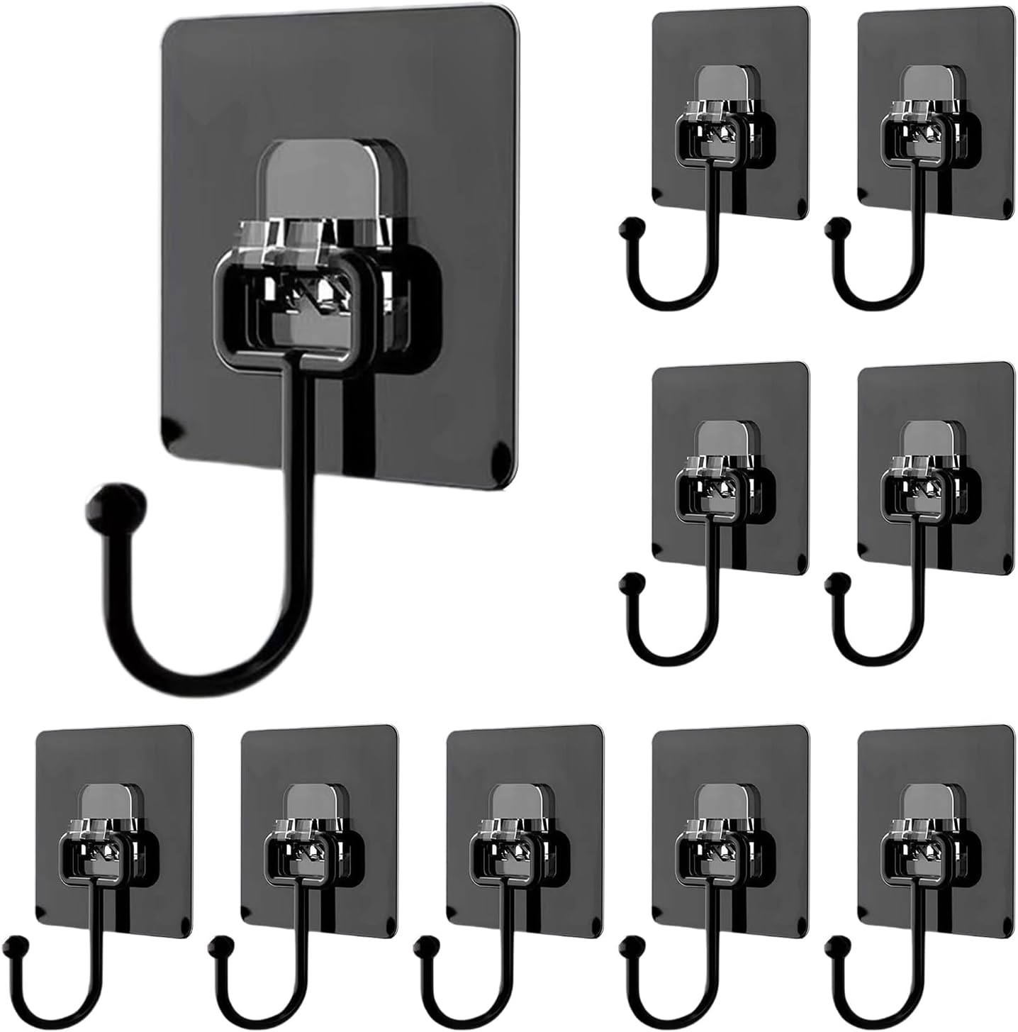 10 sztuk samoprzylepnych haczyków ściennych – haki samoprzylepne 2,5 kg – czarne haki ścienne bez wiercenia do łazienki, kuchni, sufitu