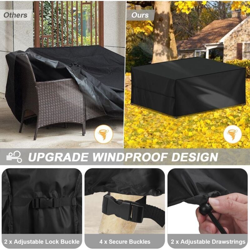 Housse Salon de Jardin 210x110x70cm Housse de Protection pour Meubles de Jardin, 210D Oxford Tissu Housse Table de Jardin Imperméable Bache Salon - 3