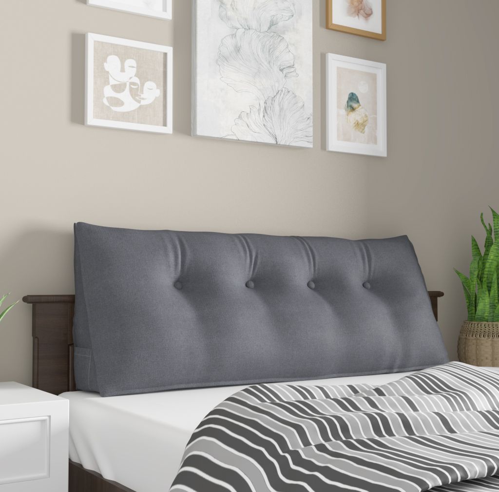 Coussin De Lecture Triangulaire Géant 100×50×20 Cm – Soutien Dos & Nuque Pour Lit & Canapé + Poches Latérales