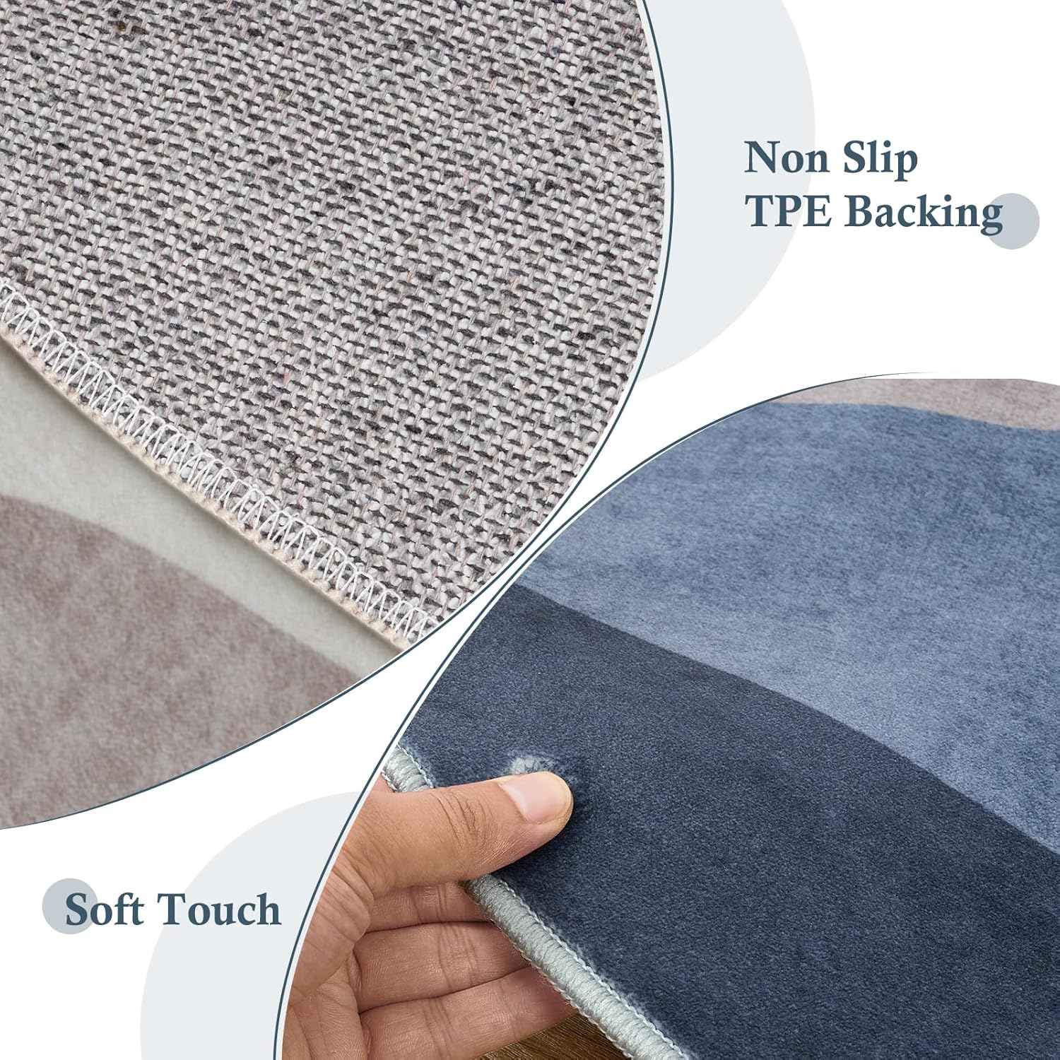 Tapis rond de 100 cm, tapis de sol antidérapant lavable, tapis décoratif doux à poils ras, adapté au salon, à la chambre, à la salle à manger - 4