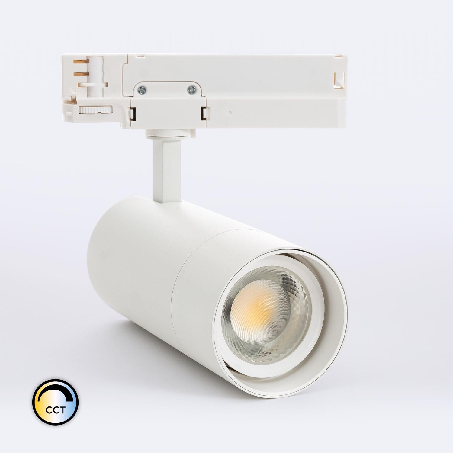 Faretto LED Binario Trifase 20W Regolabile CCT – Multiangolo 15-60°, Nero, Alluminio