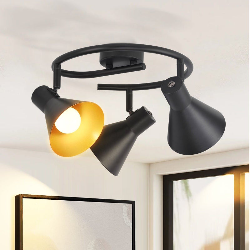 ZMH 3 czarne E14 kuchenne reflektory sufitowe w stylu retro 350° obrotowy metalowy styl industrialny odpowiedni do sypialni i korytarzy
