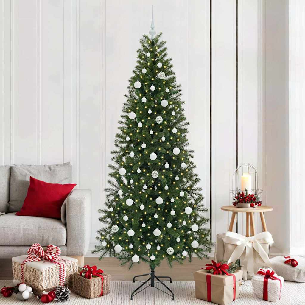 Sztuczna choinka z 300 diodami LED Zielony 210 cm PE i PVC