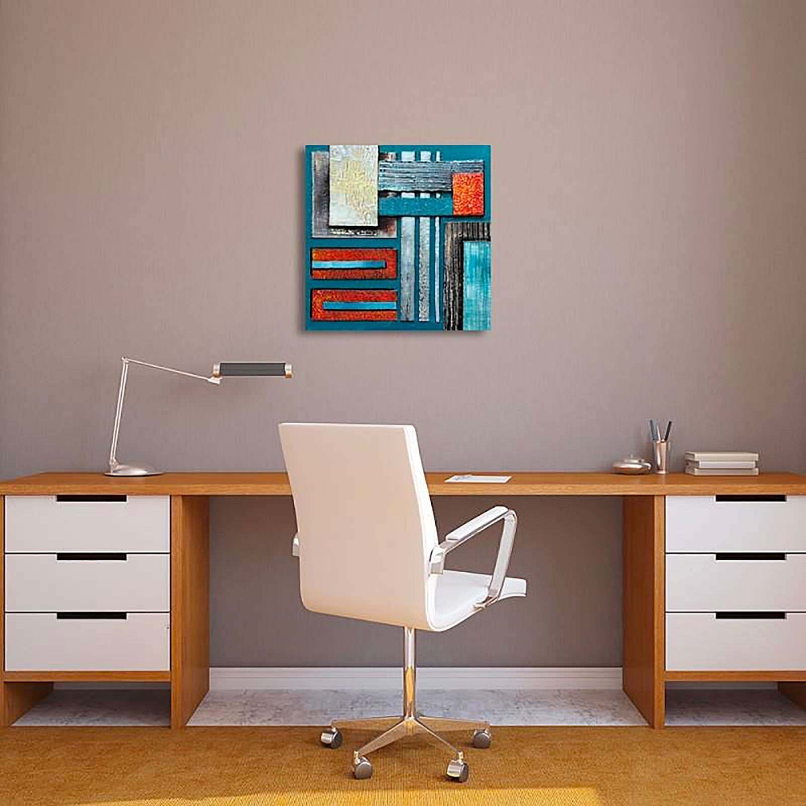 Tableau bois 62 abstraction - 90 x 90 cm - 2