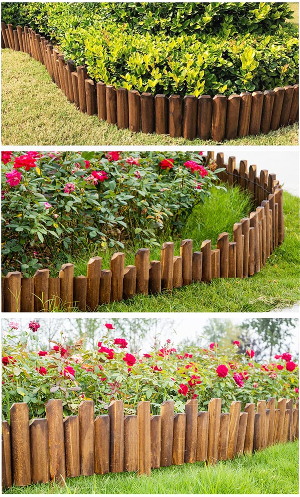 Jardin, Bordure De Clôture en Bois Paysage De Pelouse De Jardin Extérieur Bordure Fini en 120cm pour L'entretien De La Cour du Jardin De Fleurs - 4