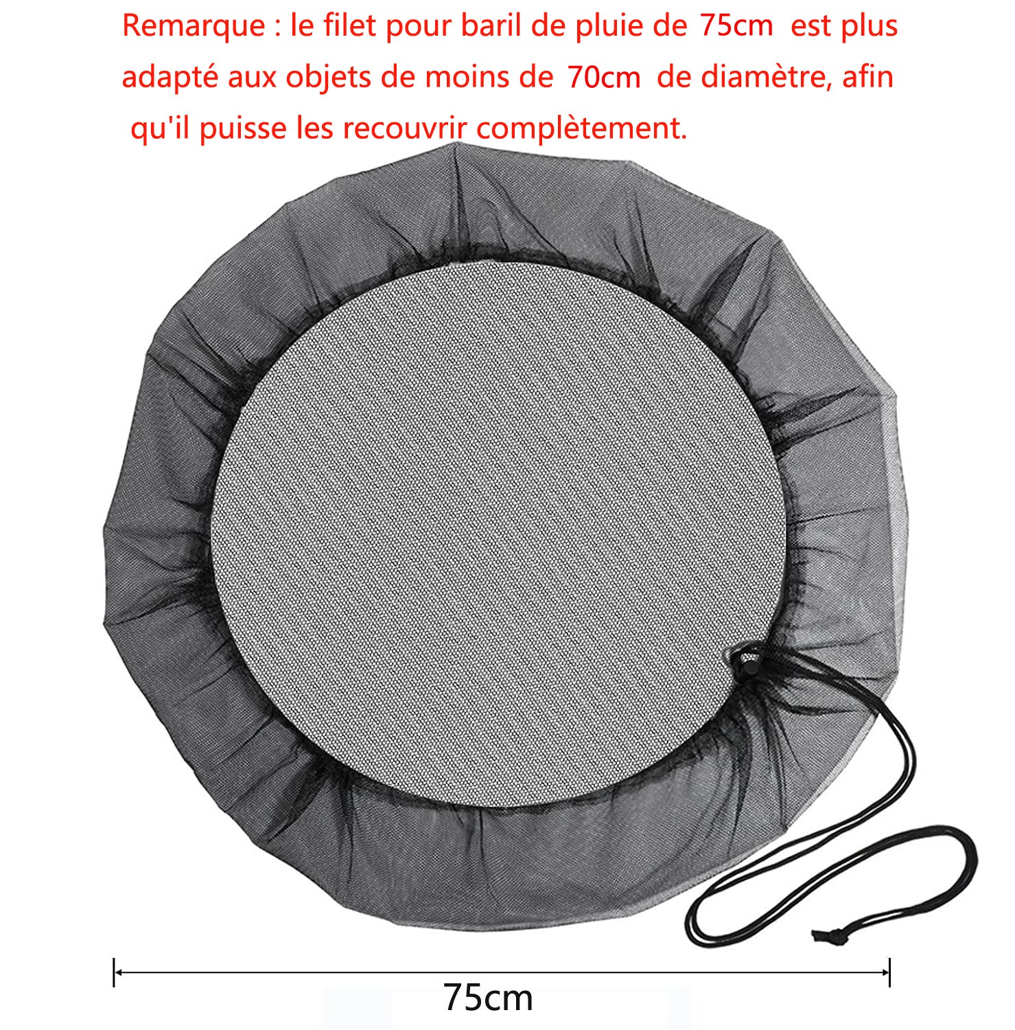 10pcs Filet de protection ajustable pour tonneau de pluie avec cordon de serrage, protection contre les feuilles - Ø 75 cm - 2
