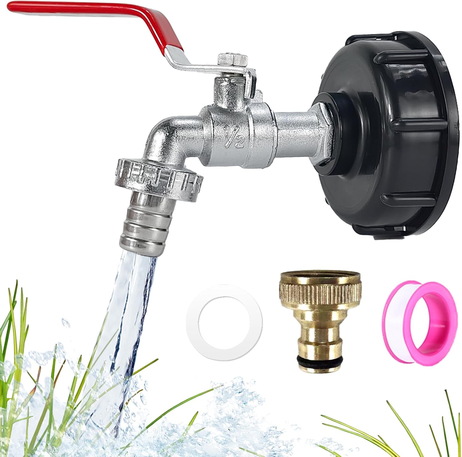 Adapter Zaworu Tłokowego 60mm do Zbiornika IBC - Kontrola Przepływu - Plastik do Kontaktu z Żywnością - Przeciw Wyciekom