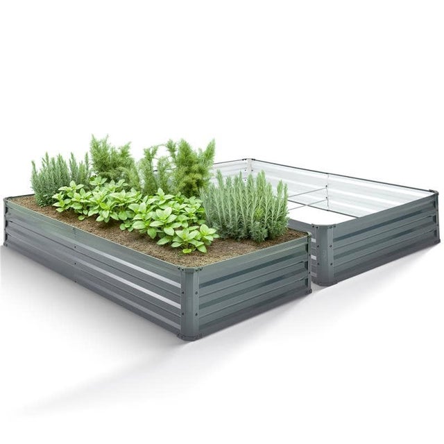 AREBOS Bacs surélevés en métal, set de 2 bacs 180x90x30 cm | Bac de jardin en acier galvanisé