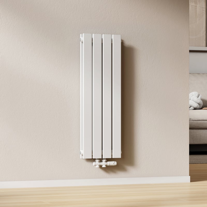 EMKE Grzejnik Stalowy Podwójny Pionowy 446W, 90x30,4 cm, 4 bar, do 6 m² – Biały