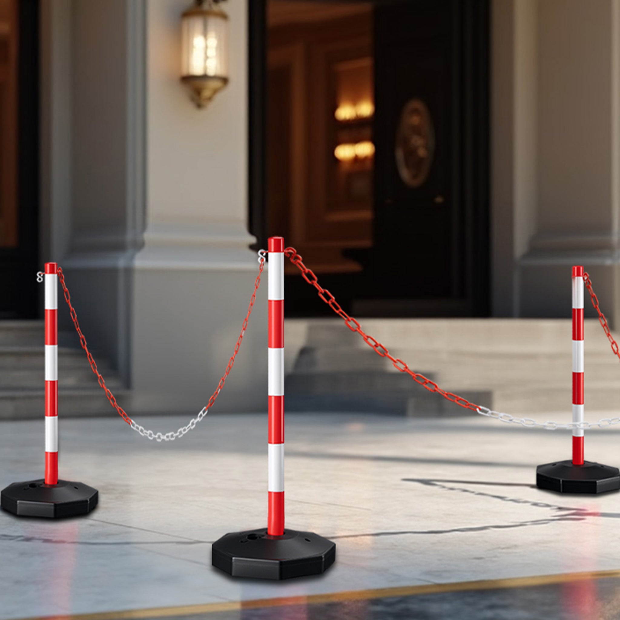 Wiltec Catena plastica bianca e rossa, catena di sbarramento lunga 5 m con Ø 6 mm, catena di sicurezza per interno ed esterno, per cantieri, parche - 5