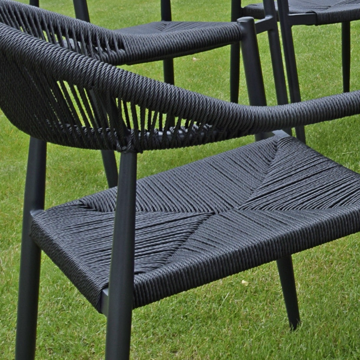 Fauteuil aluminium noir et corde tressée noire Casamance - 3