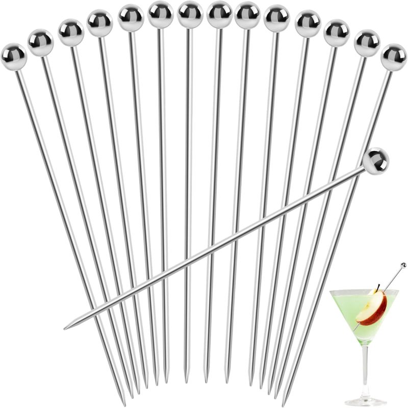 20 px Acier Inoxydable 304 Metal Cocktail Stick Fruit Stick Silver ...