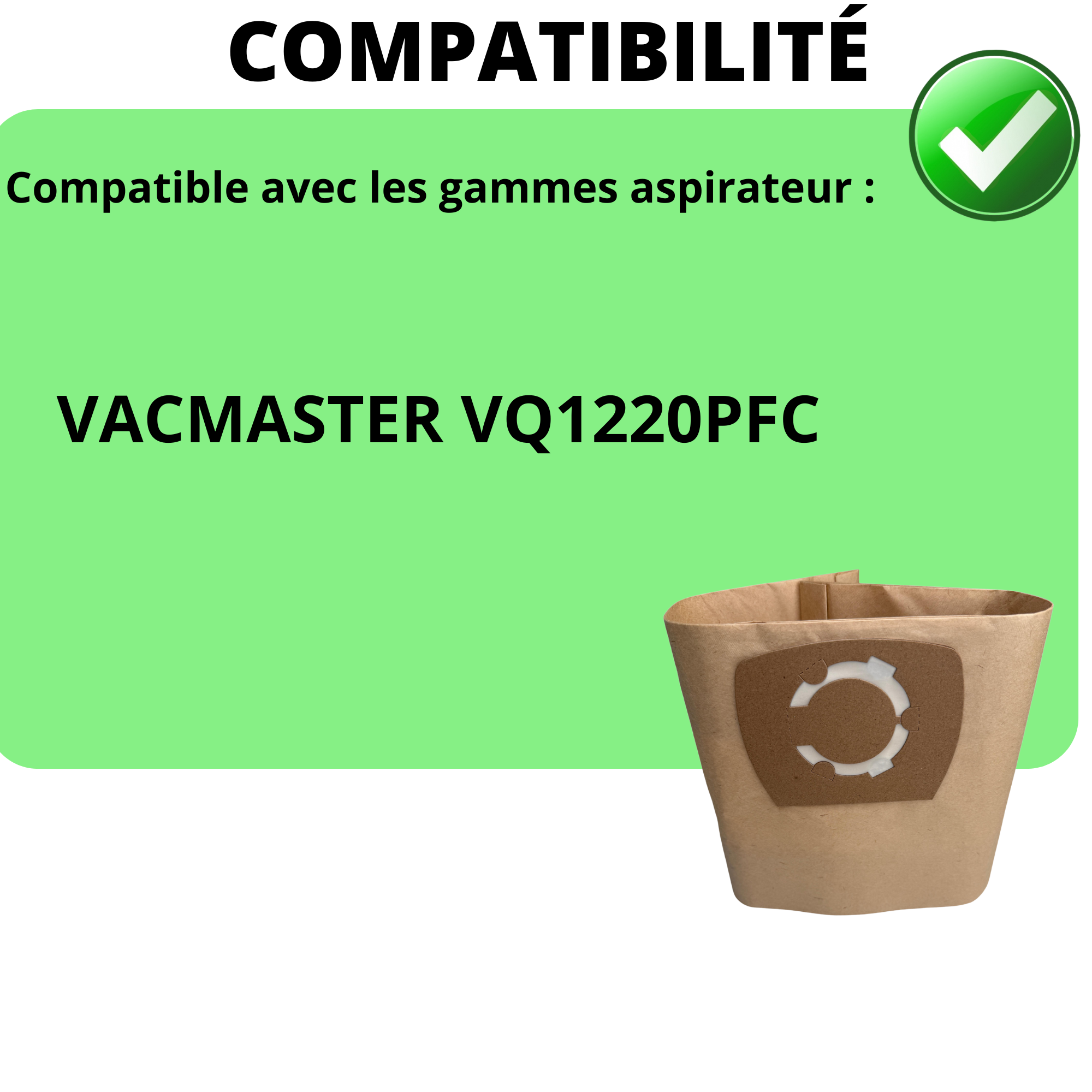 MisterVac 10 Sacs Aspirateur Compatibles Vacmaster VQ1220PFC - Filtration Multicouche
