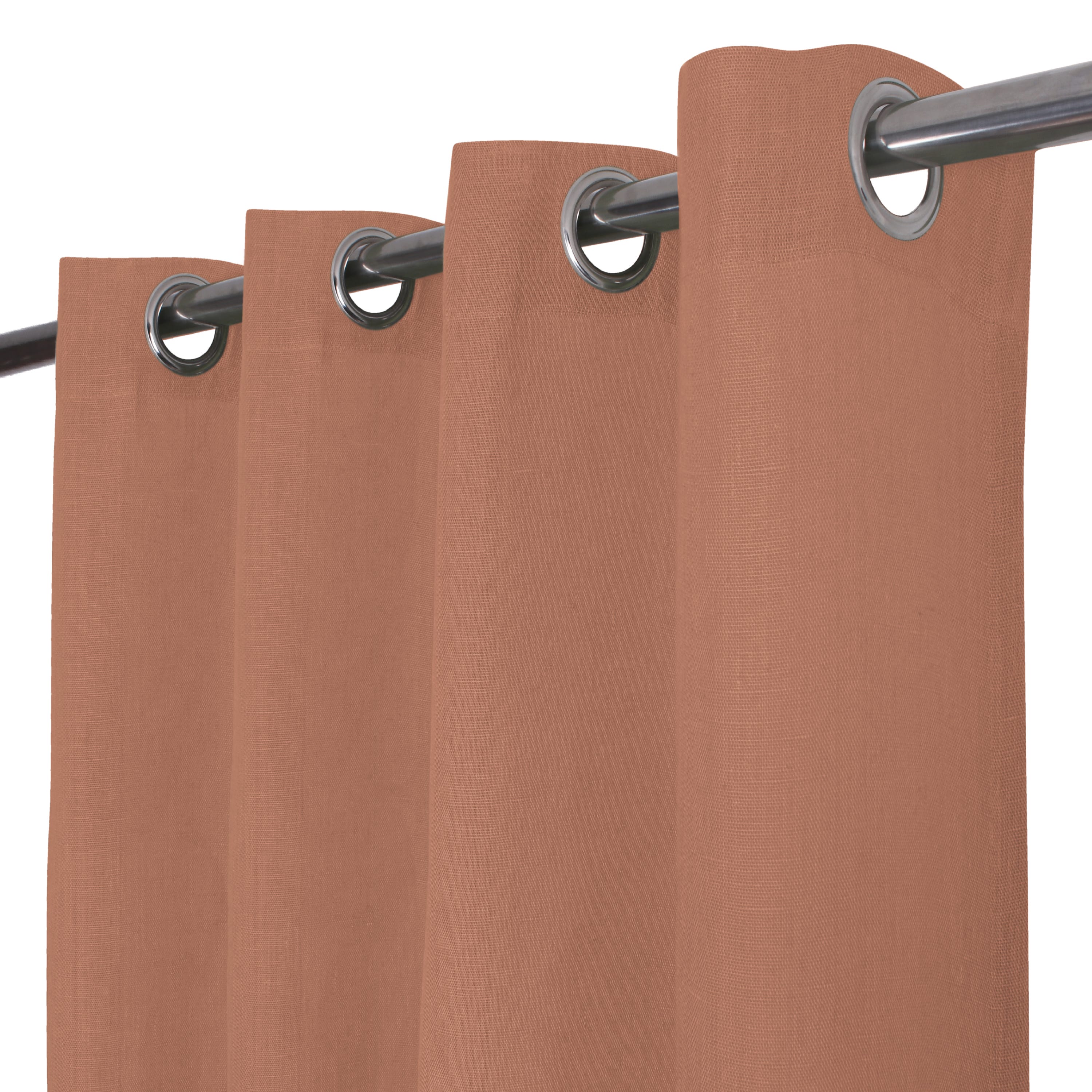 Rideau tamisant LENAYA - l.140 x H.280 cm - Lin - Terracotta - INSPIRE - 2
