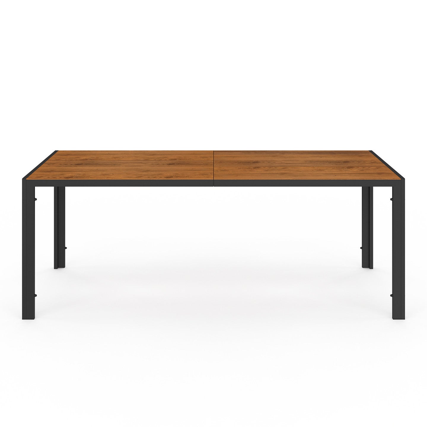 Salon de jardin NOUMEA table 190 cm plateau verre trempé effet bois et 8 chaises empilables noir et bois - 3