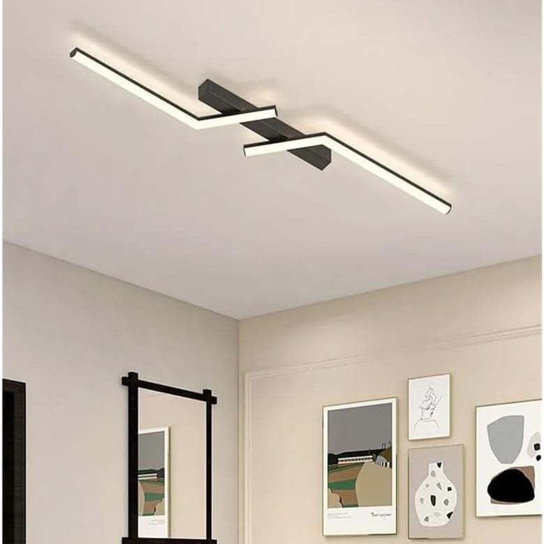 Lampa sufitowa, 100 cm, lampa sufitowa LED, nowoczesna lampa ścienna, metalowy żyrandol, barwa światła 3000 K, kolor czarny - 3