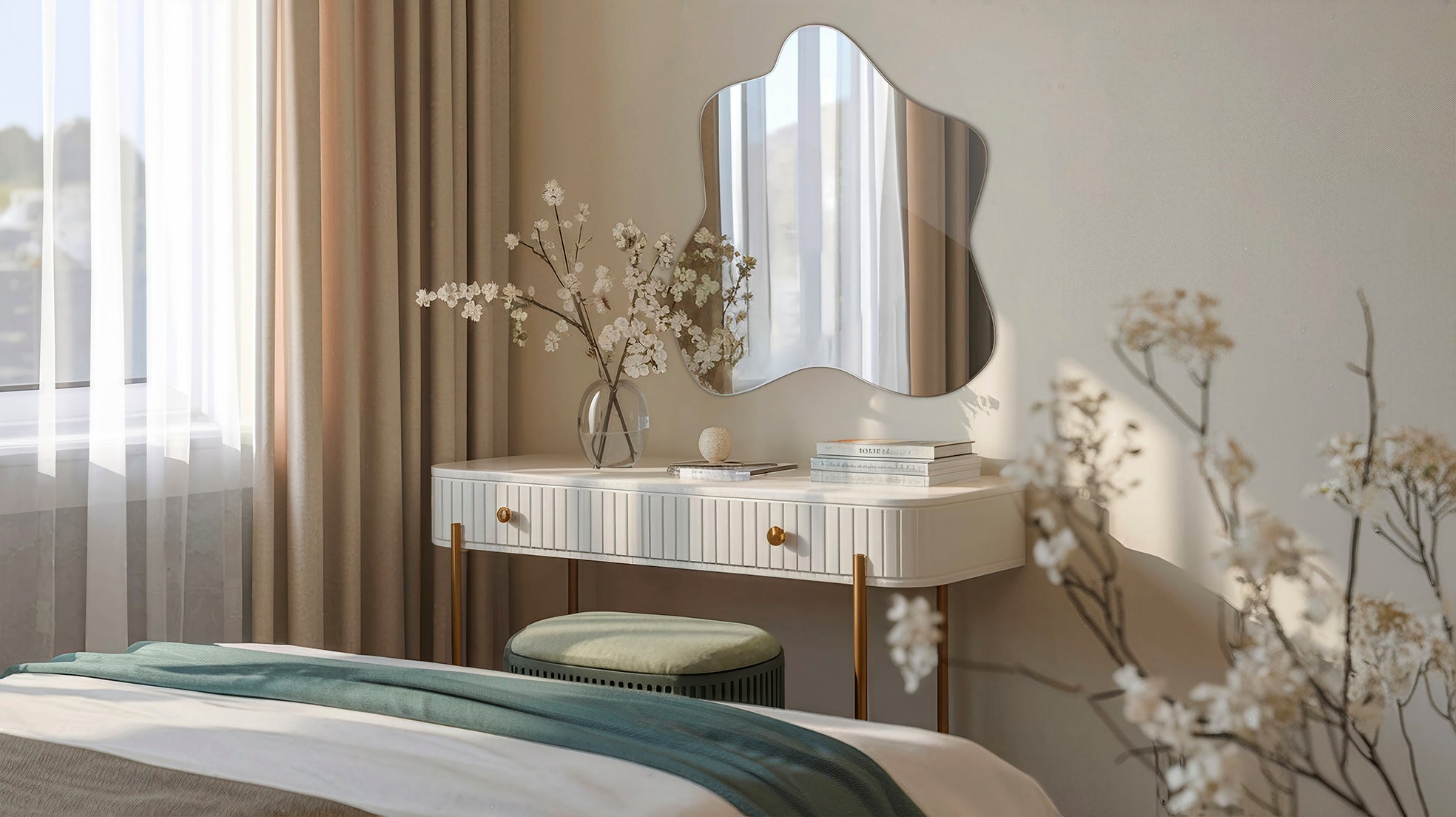 Miroir asymétrique haut de gamme, parfait pour salon et dressing - 77,3 cm x 76,6 cm - 5