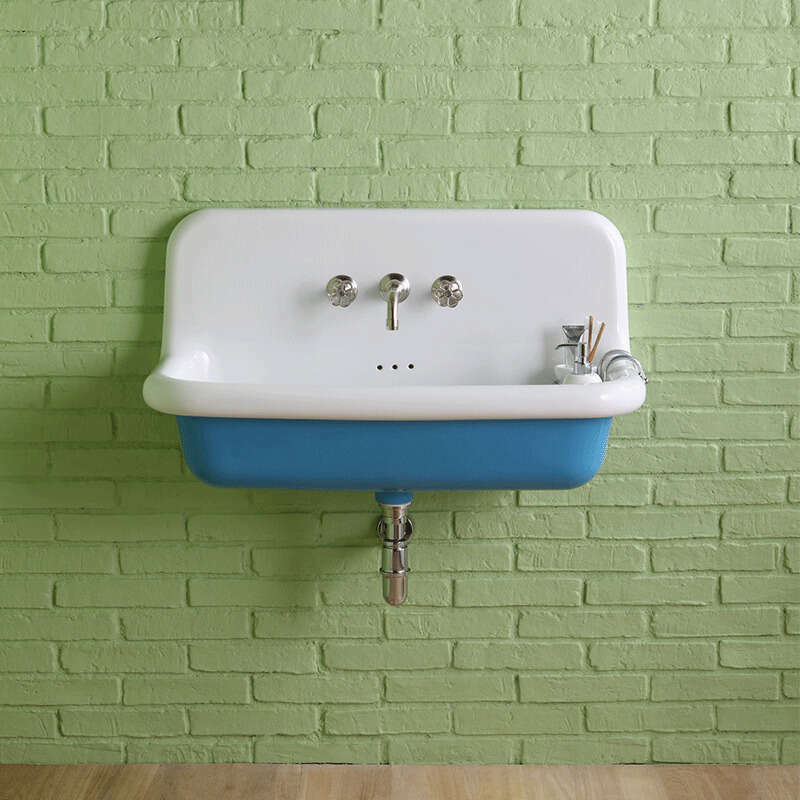 Lavabo École en Céramique émaillée - 90 cm - True Colors - Bleu (Azzurro 5012) - 4