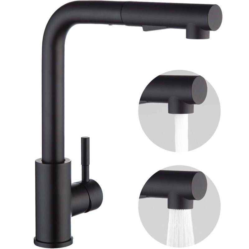 Bateria kuchenna z wyciąganą wylewką, jednouchwytowa, obrót o 360°, 2 tryby natrysku. Bateria zlewozmywakowa kuchenna