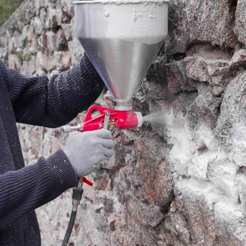 Pistolet à crépir pneumatique godet metal 4,5l + 3 buses - Crépi intérieur et extérieur enduit de finition - 3