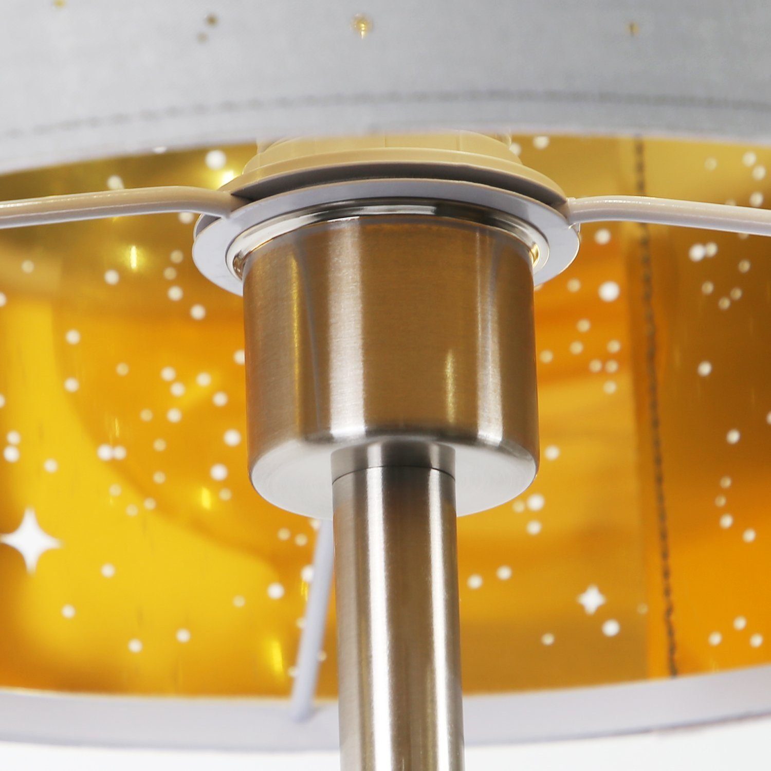 NETTLIFE Nowoczesna lampa podłogowa do salonu - Lampa podłogowa z kloszem w kształcie gwiazdy w kolorze złoto-szarym, 144 cm, z włącznikiem nożnym - 7