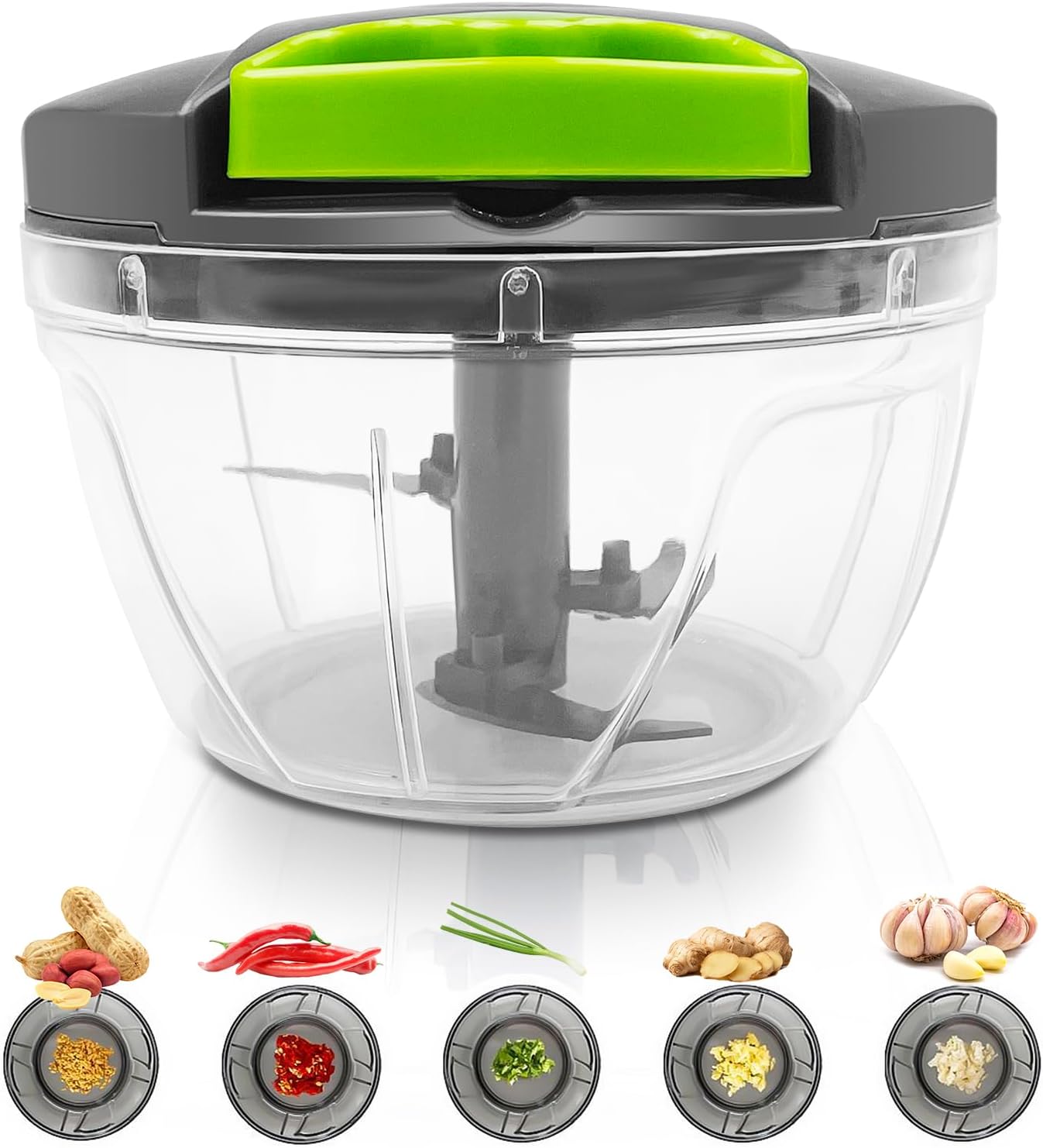 Tritatutto Manuale Per Cipolle 520 Ml – Con 3 Lame In Acciaio Inox E Corda, Tritaverdure Multiuso - 5