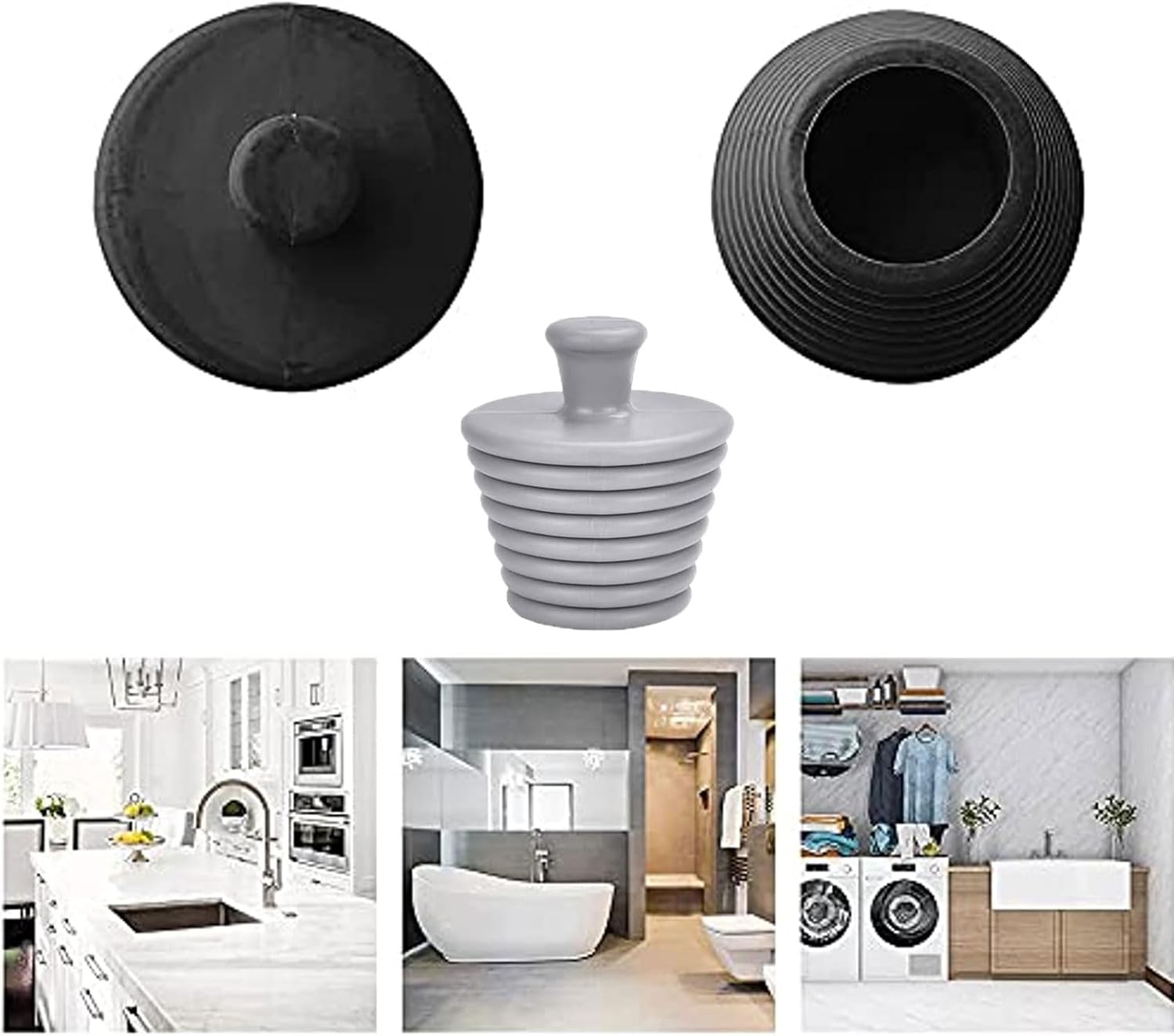 Bouchons de baignoire 3 pièces, bouchon de vidange en silicone, bouchon de vidange universel, bouchon d'évier, bouchon de vidange pour drains - 4