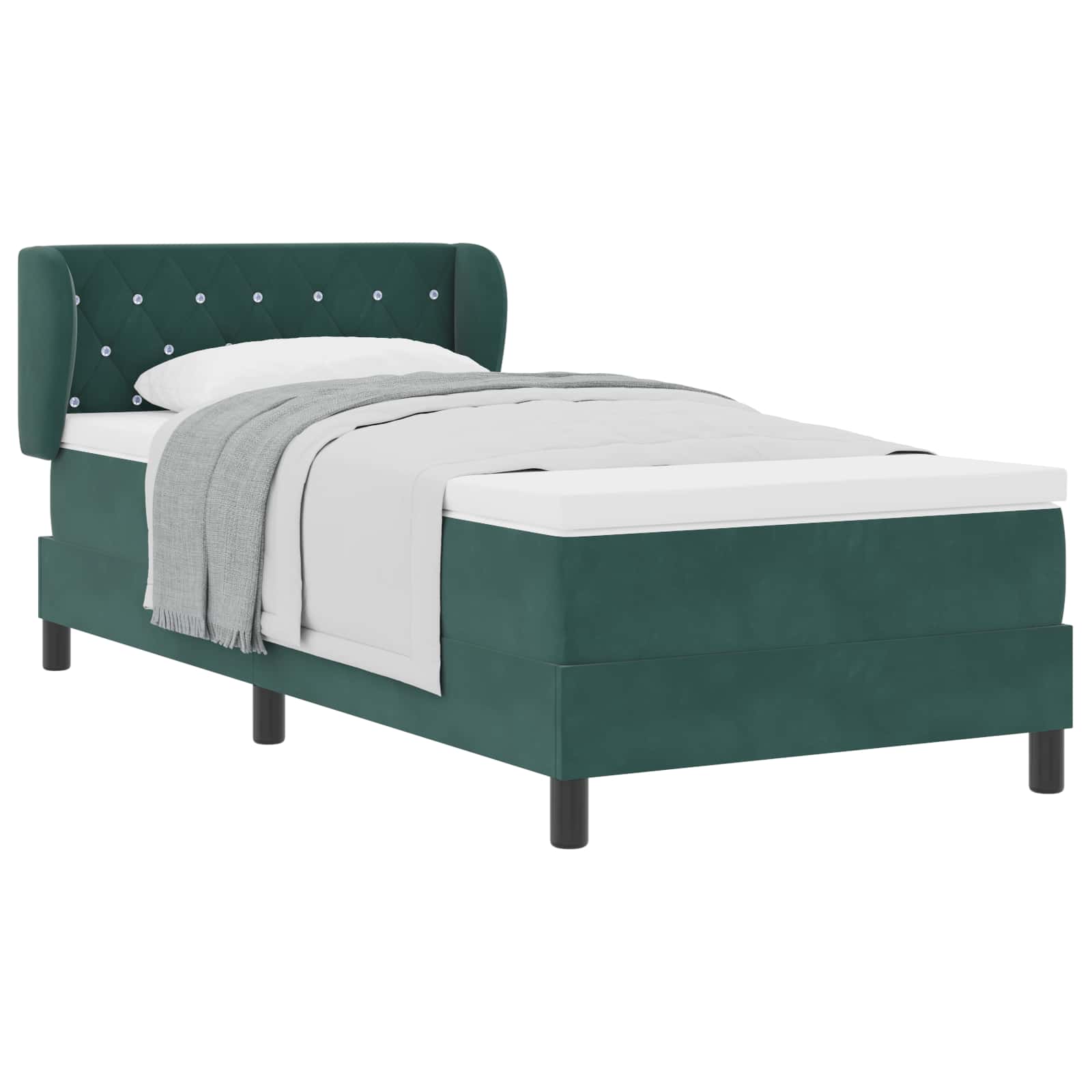 Cama tipo Box Spring Verde oscuro 100 x 200 cm Terciopelo | Leroy Merlin