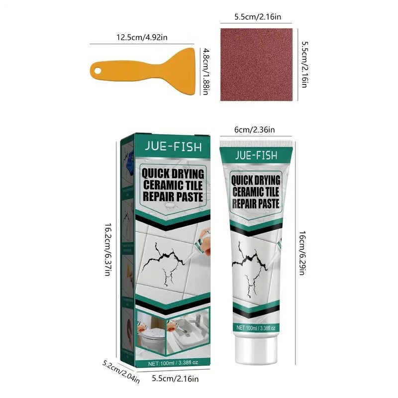 Pâte adhésive de réparation de carreaux à séchage rapide, pour marbre, baignoire, meubles et toilettes, répare facilement les fissures, 100ml, 1 pièce - 2