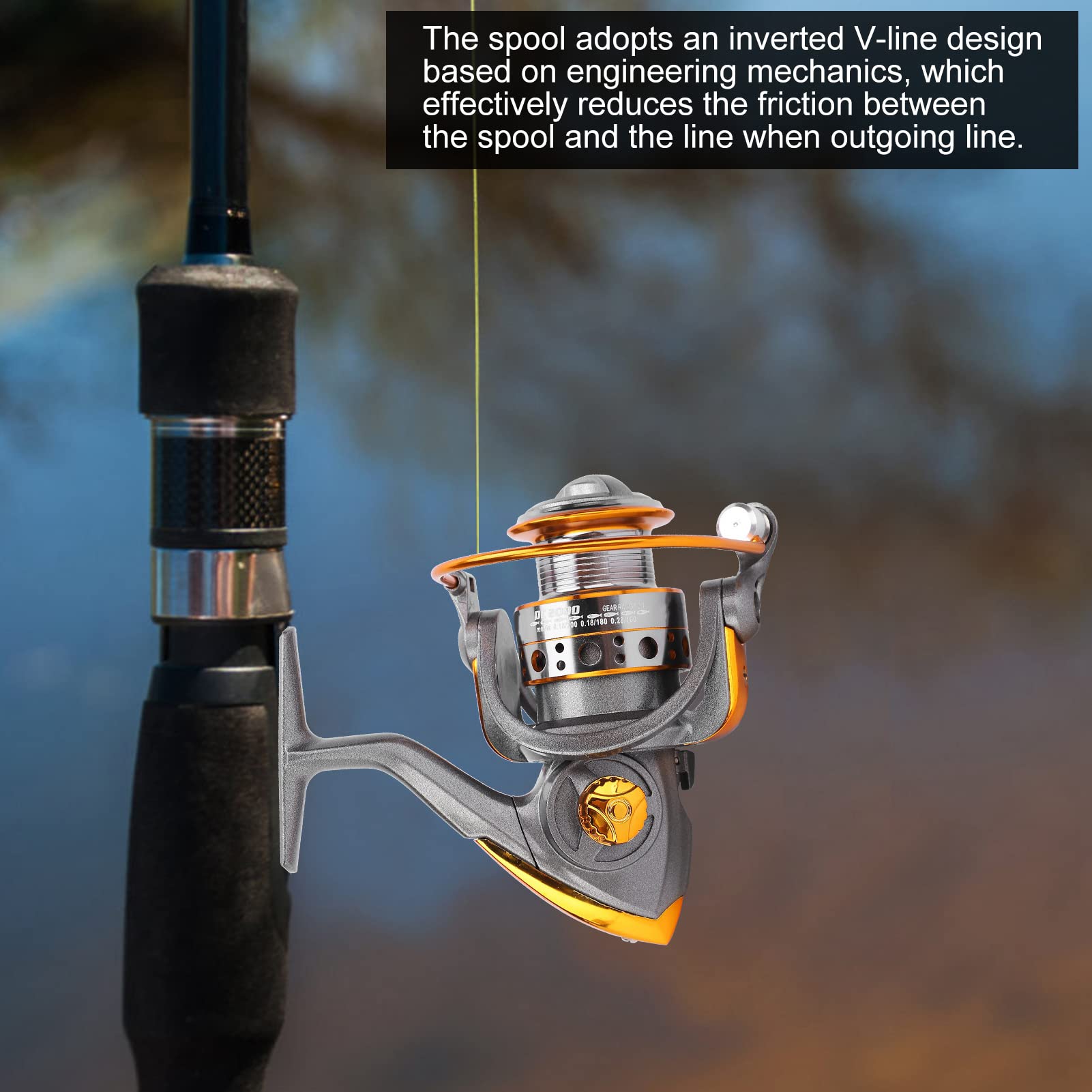 Accessorio per la pesca con mulinello da pesca portatile in metallo con canna da pesca in mare a 13 alberi grigio argento - 6