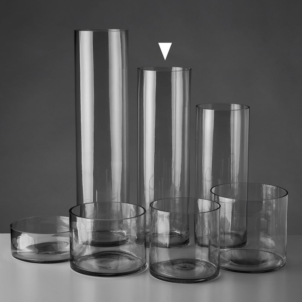 Jarrón cilíndrico de cristal transparente decorativo de 15x50 cm CasaSelección - 2