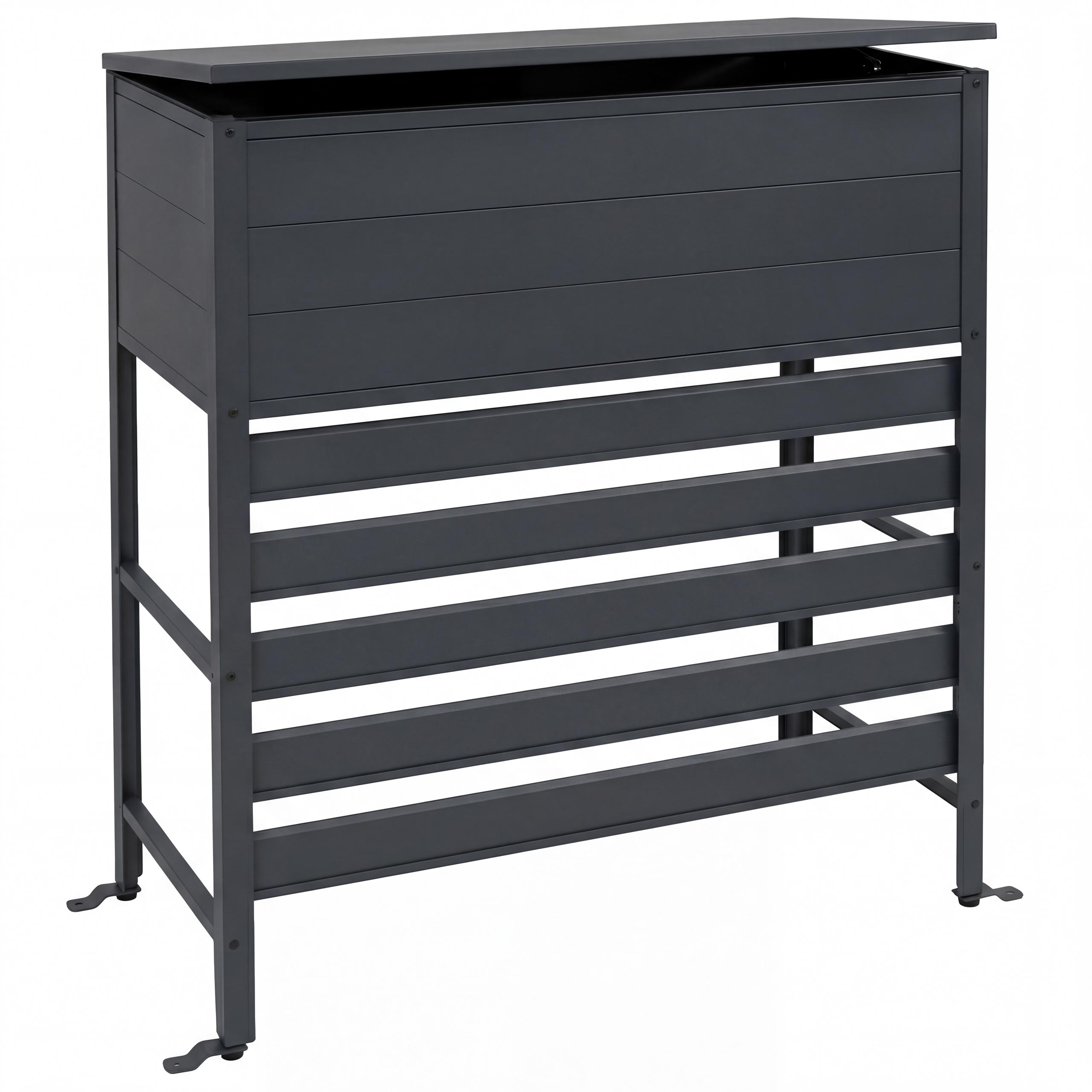 Aluminiowa osłona klimatyzacji/wymiennika ciepła HWC-P94, pokrywa pojemnika do przechowywania 110 x 96 x 43 cm ~ antracyt