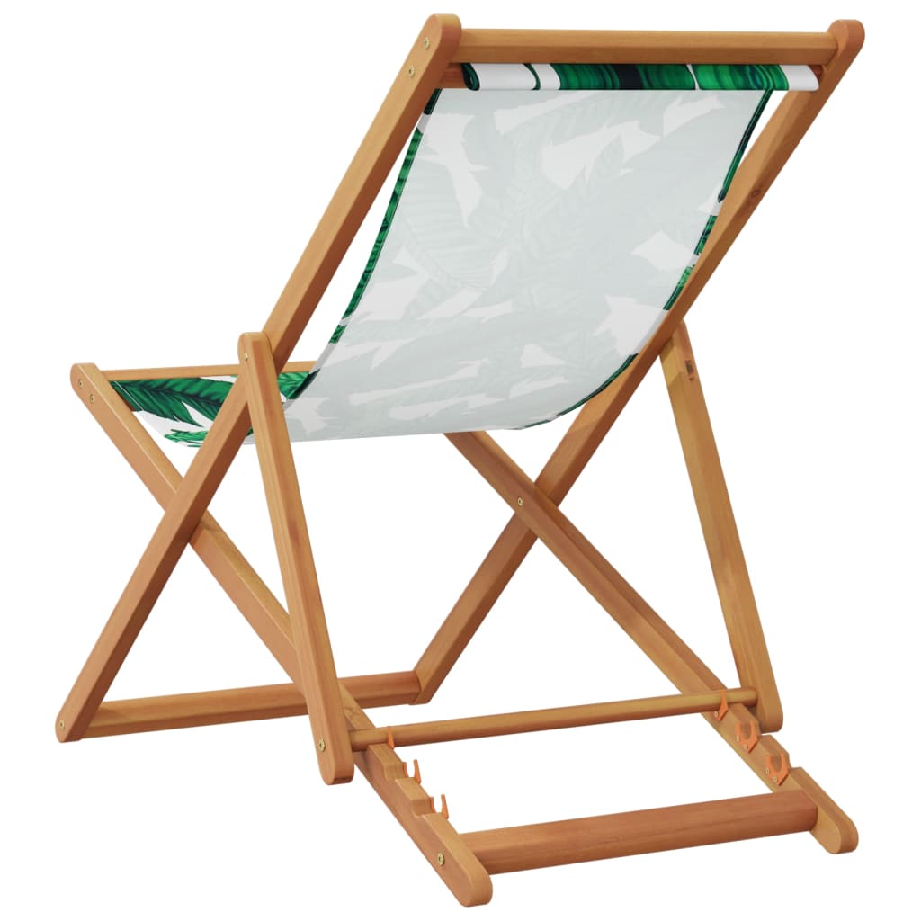 Chaise pliable plage motif de feuilles bois d'eucalyptus/tissu - 6
