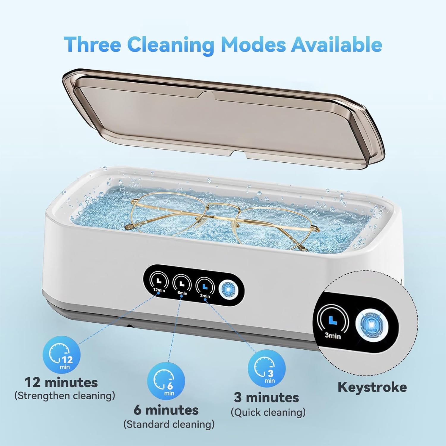 Nettoyeur Ultrasons 650ML Professionnel 49kHz 3 Réglages de Temps Nettoyage en Profondeur 360° Bac en Acier Inox pour Lunettes Bijoux Dentiers Montres - 4