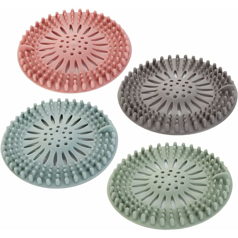 4 Filtres Universels En Silicone Pour évacuation - Forme étoile De Mer, Retient Cheveux Et Débris, Pour Douche, évier, Lavabo